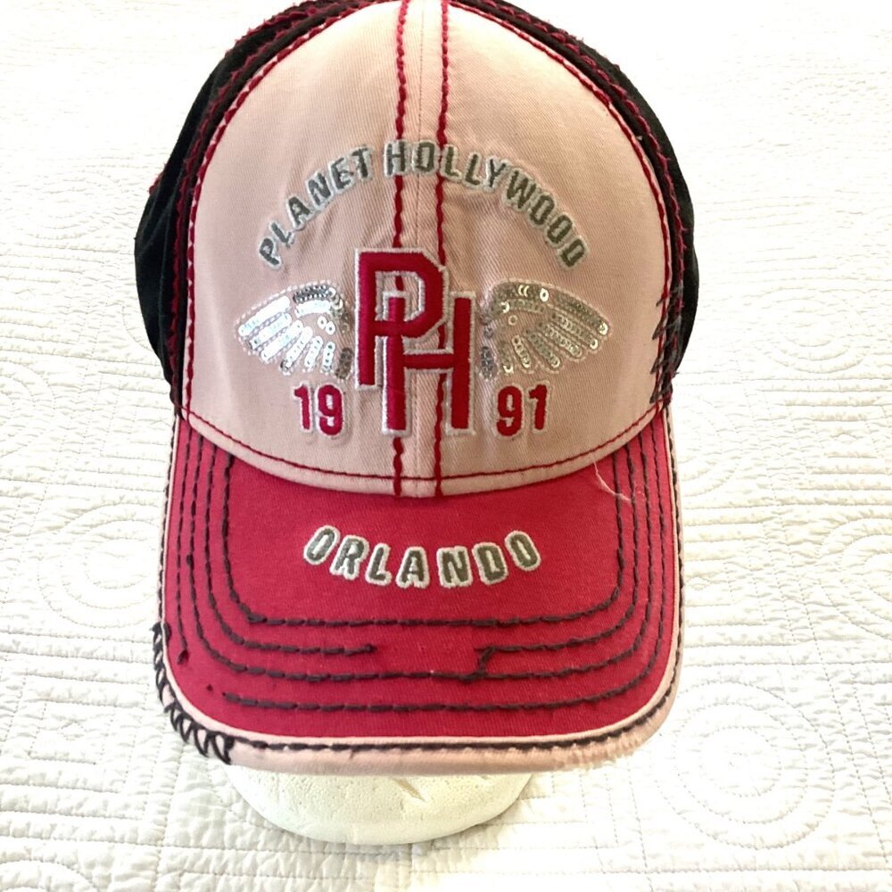 Planet Hollywood Orlando Florida Strap Back Embroidered Pink FWings Hat